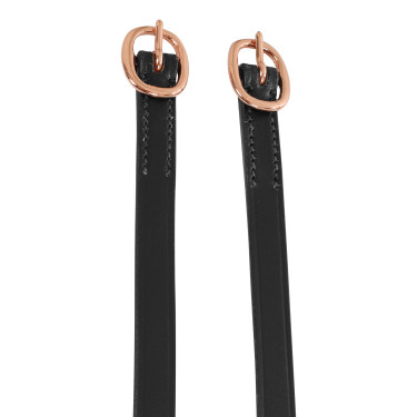 Lanières pour éperons en cuir avec boucle en or rose Equestro Noir Lanières pour éperons en cuir avec boucle en or rose Equestro Noir