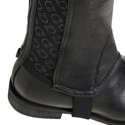 Mini-chaps en cuir unisex avec bande élastique et logos Vespucci Equestro Noir Mini-chaps en cuir unisex avec bande élastique et logos Vespucci Equestro Noir