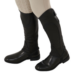 Mini-chaps en cuir souple enfant avec bande élastique Equestro Noir