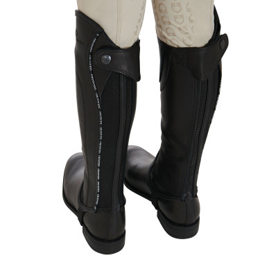 Mini-chaps en cuir souple enfant avec bande élastique Equestro Noir
