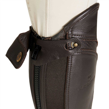 Mini-chaps en cuir perforé unisex pour un confort maximal Salisbury Equestro Marron Mini-chaps en cuir perforé unisex pour un confort maximal Salisbury Equestro Marron