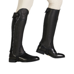 Mini-chaps en cuir avec profil contrasté Equestro Noir Mini-chaps en cuir avec profil contrasté Equestro Noir