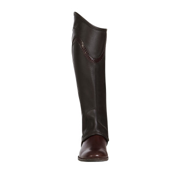 Mini-chaps en cuir avec profil contrasté Equestro Marron