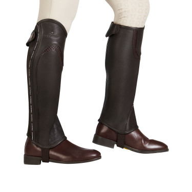 Mini-chaps en cuir avec profil contrasté Equestro Marron