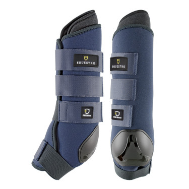Guêtres de repos en néoprène/coton avec renfort en plastique Equestro par 2 Guêtres de repos en néoprène/coton avec renfort en plastique Equestro par 2