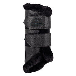 Guêtres avant en cuir écologique avec fourrure synthétique et double velcro Acavallo Noir Guêtres avant en cuir écologique avec fourrure synthétique et double velcro Acavallo Noir