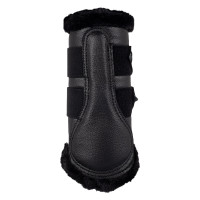 Guêtres avant en cuir écologique avec fourrure synthétique et double velcro Acavallo Noir Guêtres avant en cuir écologique avec fourrure synthétique et double velcro Acavallo Noir