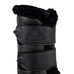 Guêtres avant en cuir écologique avec fourrure synthétique et double velcro Acavallo Noir Guêtres avant en cuir écologique avec fourrure synthétique et double velcro Acavallo Noir