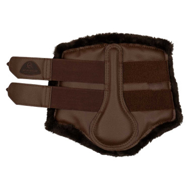 Guêtres avant en cuir écologique avec fourrure synthétique et double velcro Acavallo Marron foncé