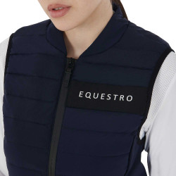 Gilet en tissu technique coupe-vent femme Equestro Marine Bleu marine