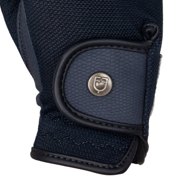 Gants unisex en tissu technique et maille Equestro Marine Bleu marine