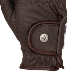 Gants unisex en cuir synthétique doux avec fermeture velcro Equestro Mocha Marron