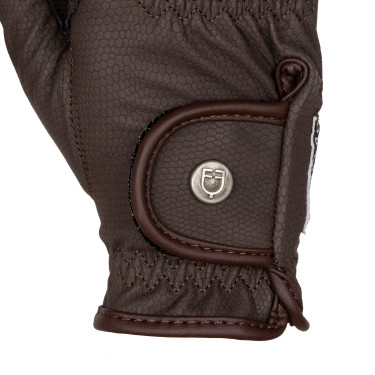 Gants unisex en cuir synthétique doux avec fermeture velcro Equestro Mocha Marron