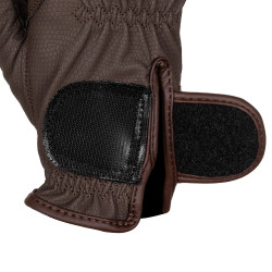 Gants unisex en cuir synthétique doux avec fermeture velcro Equestro Mocha Marron