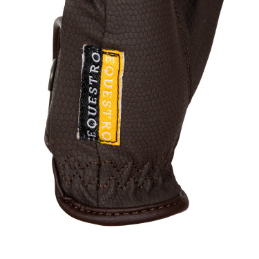 Gants unisex en cuir synthétique doux avec fermeture velcro Equestro Mocha Marron