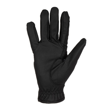 Gants femme en tissu technique doux avec logo en strass Equestro Noir