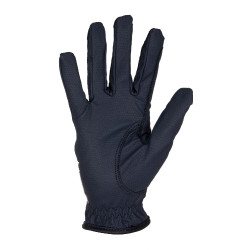 Gants femme en tissu technique doux avec logo en strass Equestro Marine Bleu marine