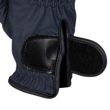 Gants femme en tissu technique doux avec logo en strass Equestro Marine Bleu marine