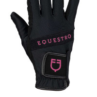 Gants en tissu technique avec logo multicolore Equestro Noir / fuchsia Gants en tissu technique avec logo multicolore Equestro Noir / fuchsia