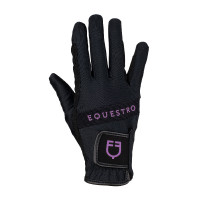 Gants en tissu technique avec logo multicolore Equestro Noir / violet