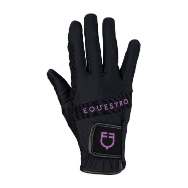 Gants en tissu technique avec logo multicolore Equestro Noir / violet Gants en tissu technique avec logo multicolore Equestro Noir / violet