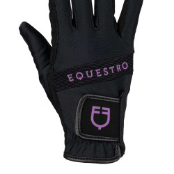 Gants en tissu technique avec logo multicolore Equestro Noir / violet Gants en tissu technique avec logo multicolore Equestro Noir / violet