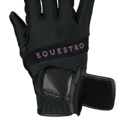 Gants en tissu technique avec logo multicolore Equestro Noir / violet Gants en tissu technique avec logo multicolore Equestro Noir / violet