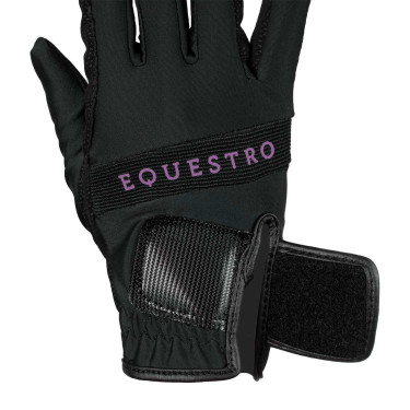 Gants en tissu technique avec logo multicolore Equestro Noir / violet Gants en tissu technique avec logo multicolore Equestro Noir / violet