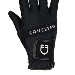 Gants en tissu technique avec logo multicolore Equestro Noir / blanc