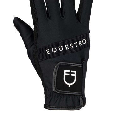 Gants en tissu technique avec logo multicolore Equestro Noir / blanc