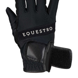 Gants en tissu technique avec logo multicolore Equestro Noir / blanc