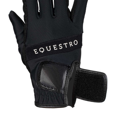Gants en tissu technique avec logo multicolore Equestro Noir / blanc