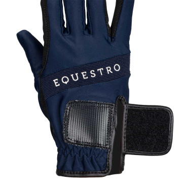 Gants en tissu technique avec logo multicolore Equestro Marine / blanc Bleu