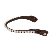 Frontal en cuir de veau avec perles Acavallo Marron foncé / blanc