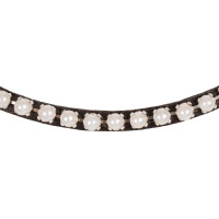 Frontal en cuir de veau avec perles Acavallo Marron foncé / blanc