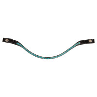Frontal en cuir de veau avec cristaux ronds Acavallo Noir / aquamarine Frontal en cuir de veau avec cristaux ronds Acavallo Noir / aquamarine