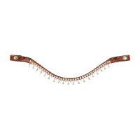 Frontal en cuir de veau avec cristaux Queen Acavallo Cognac / transparent