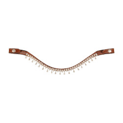 Frontal en cuir de veau avec cristaux Queen Acavallo Cognac / transparent