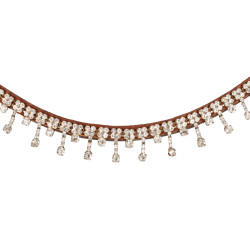 Frontal en cuir de veau avec cristaux Queen Acavallo Cognac / transparent