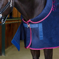 Couverture de box en polaire avec col rembourré 800g Acavallo Marine / bordeaux Bleu