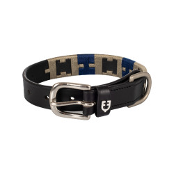 Collier pour chien en cuir avec motif géométrique Polo H Equestro Noir