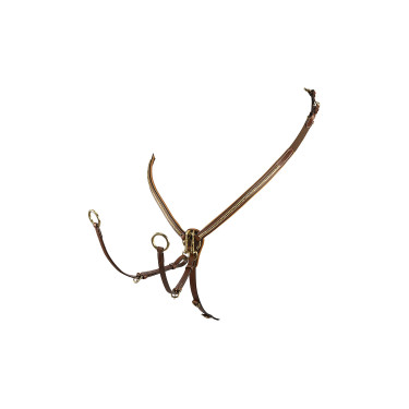 Collier de chasse en cuir avec clincher en laiton Equestro Cognac Marron