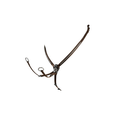 Collier de chasse en cuir avec clincher argenté Equestro Marron foncé