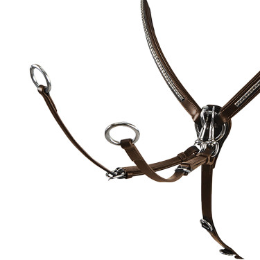 Collier de chasse en cuir avec clincher argenté Equestro Collier de chasse en cuir avec clincher argenté Equestro