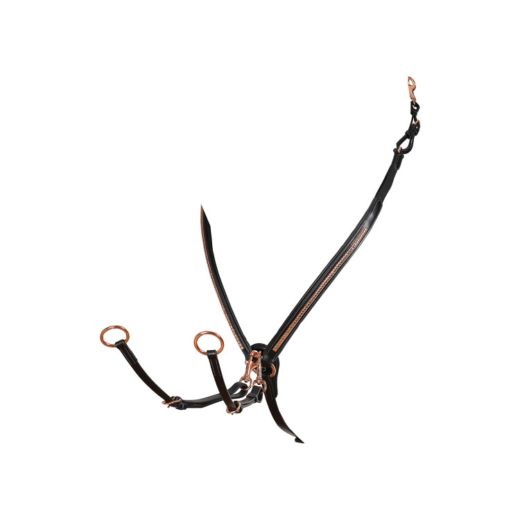 Collier de chasse avec clincher et fourche en cuir or rose Equestro