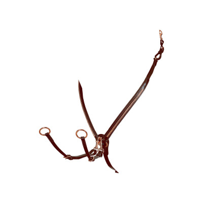 Collier de chasse avec clincher et fourche en cuir or rose Equestro Marron foncé