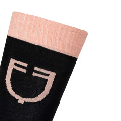 Chaussettes techniques extensibles avec logo contrastant Equestro Noir / rose