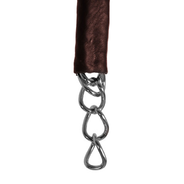 Chaine de gourmette recouverte de cuir Equestro Marron foncé