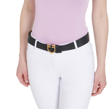 Ceinture en cuir lisse réversible avec boucle logo Equestro Ceinture en cuir lisse réversible avec boucle logo Equestro