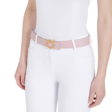 Ceinture en cuir lisse réversible avec boucle logo Equestro Or / rose-blanc